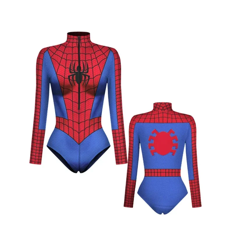 3D 디지털 프린트 긴팔 코스프레 여성용 섹시한 타이츠 바지, 삼각형 거미 바디 슈트, 할로윈 히어로 코스튬, 남성 여성