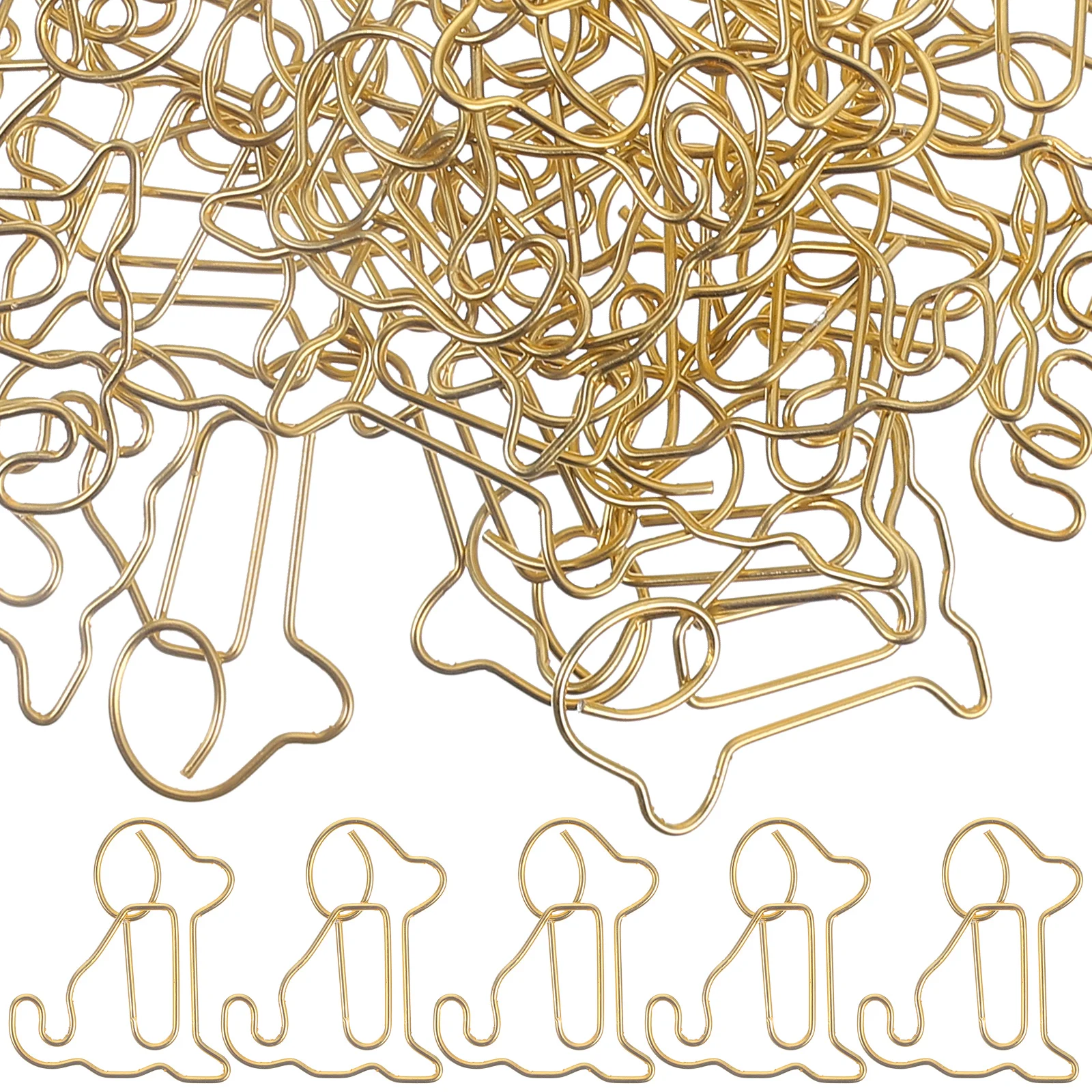 50 Pcs Large Paper Clips Sitting Dog Bookcase Bookmarks Small Supplies Chips Golden Office