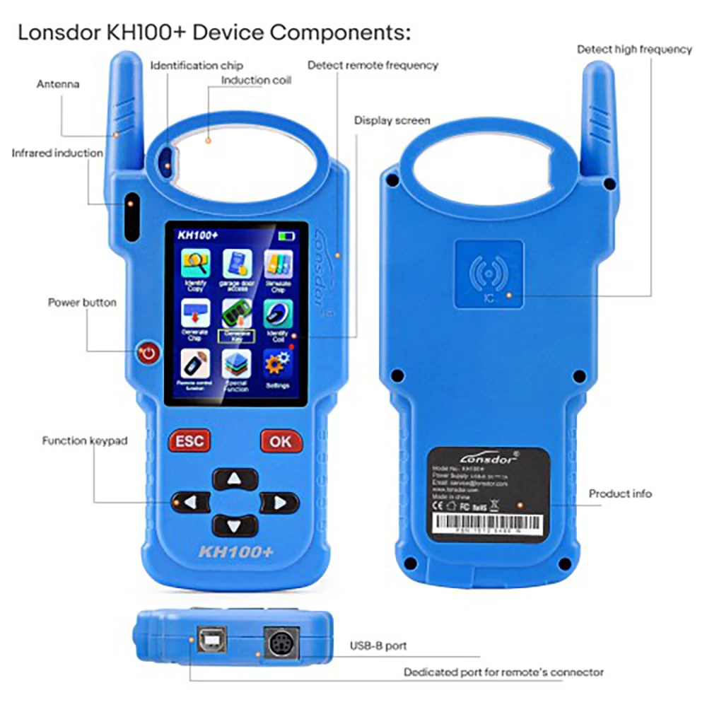 Blue Lonsdor KH100+ Remote Maker Key Programmer Update Online Supports Indian TATA Mahindra Maruti