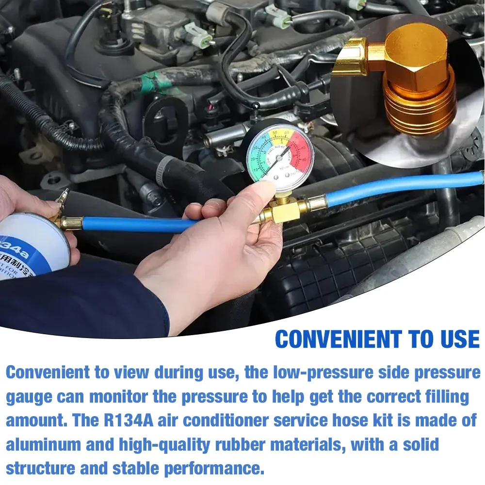 Refrigerant Recharge Hose Car Air Conditioning Reparing Tools R134A Accessories Pressure Gauge Measuring Kit