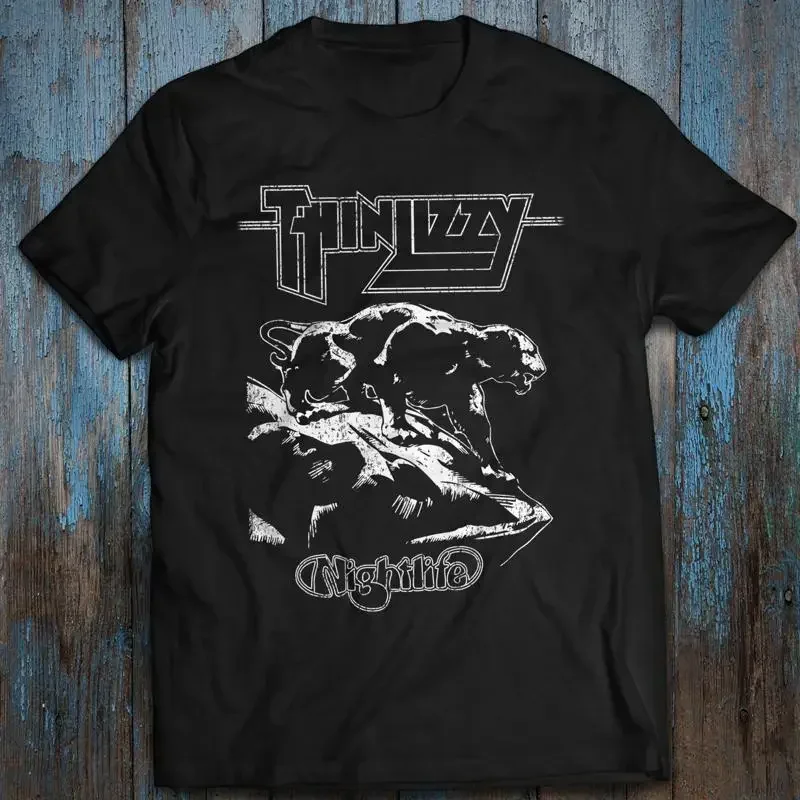 Regular Size M 4XL Cotton T shirt Night Life Black Tiger Thin Lizzy