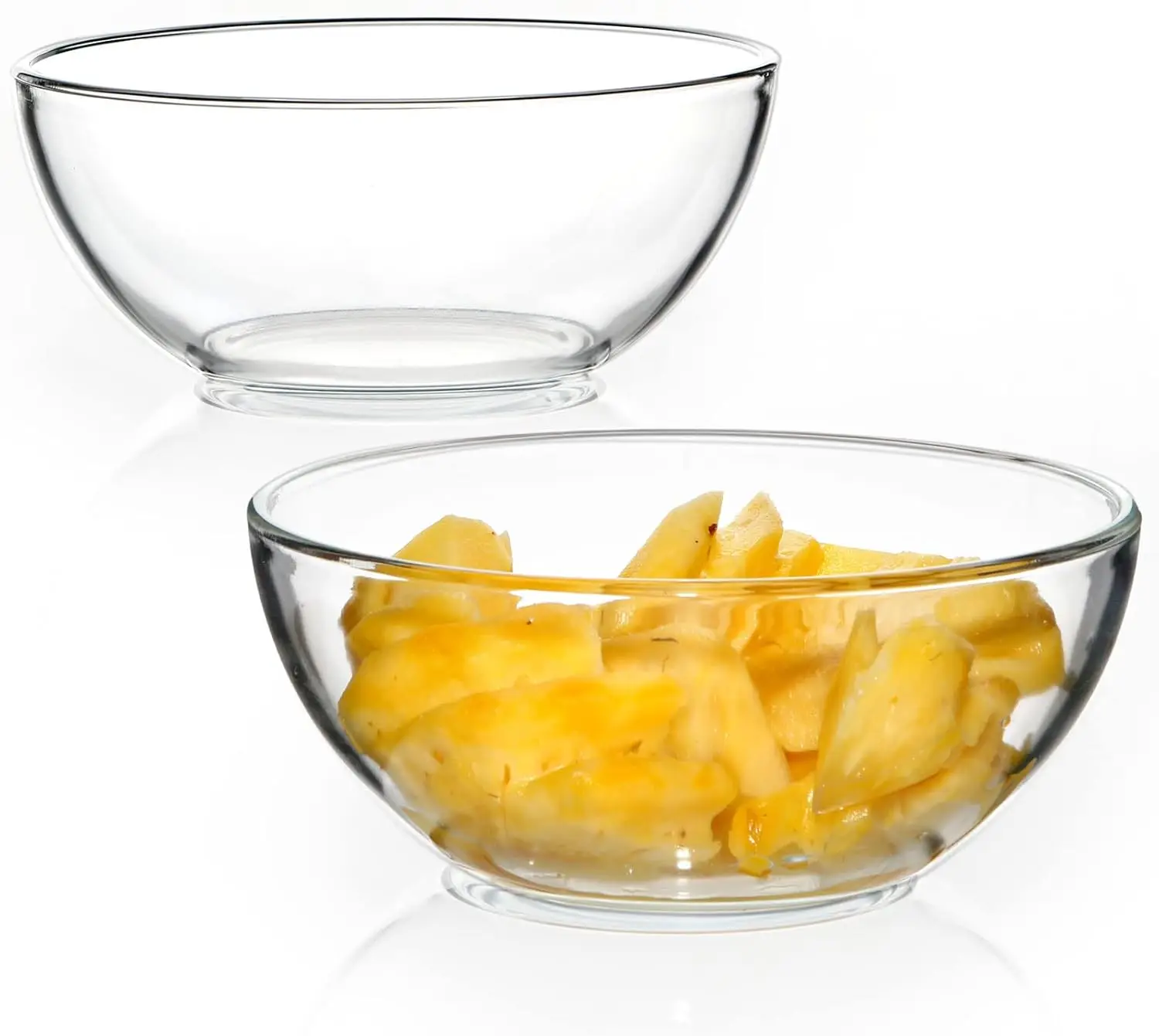 

7 Inch Clear Tempered Glass Bowls Set of 2, Microwave and Oven Safe Salad Serving Bowls