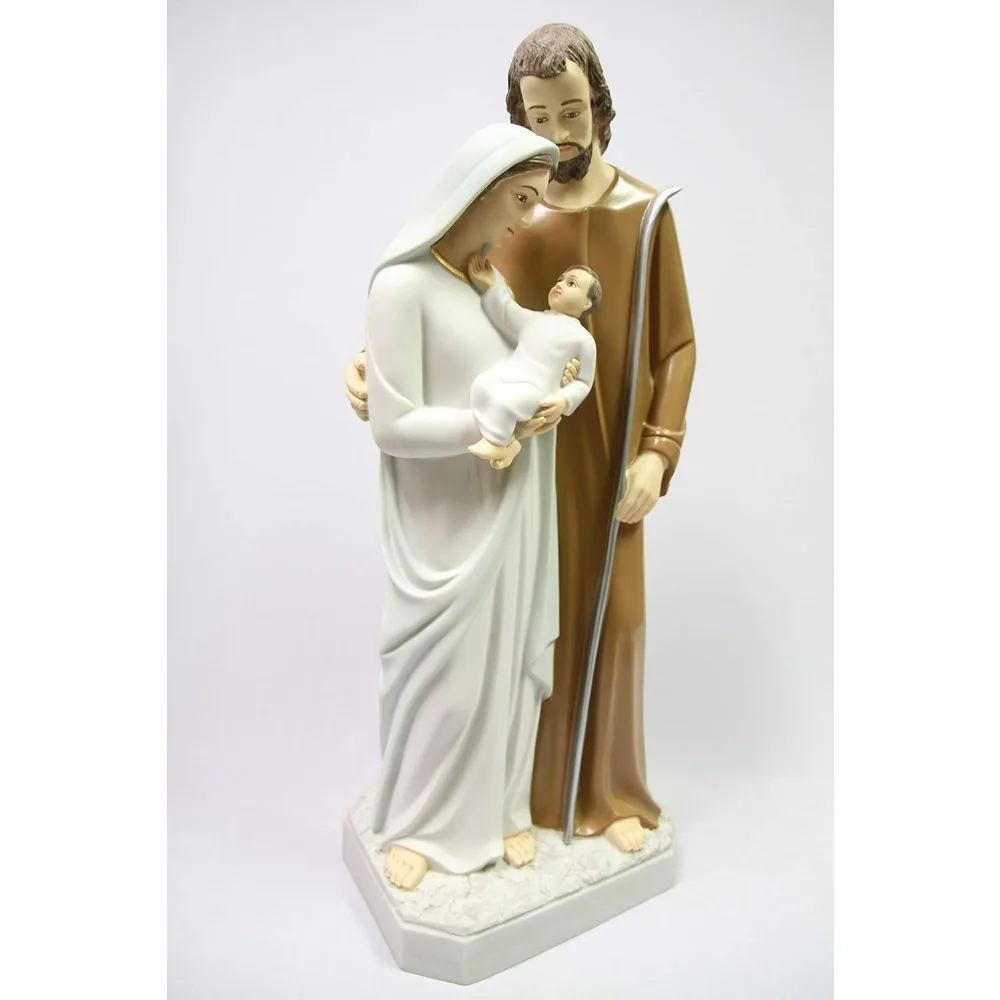 31.5-inch Hand-painted Holy Family Joseph Mary Baby Jesus Italian Statue Sculpture Italian Made Indoor and Outdoor Home Decor