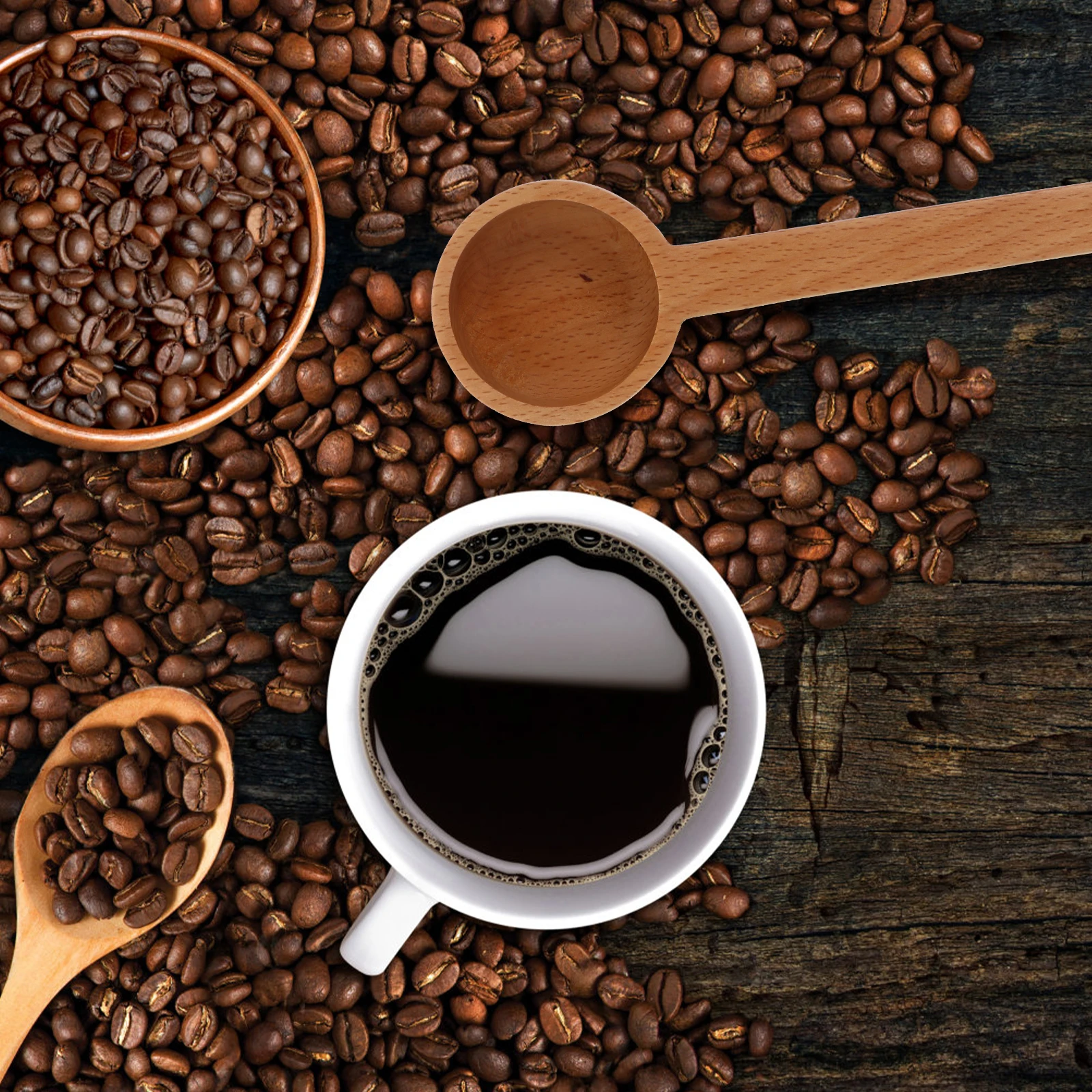 

1pc Coffee Spoon Multipurpose Measuring Tool Household Powder Creative Wooden Spoon Eco-Friendly Beech Wood Coffee Bean Scoop