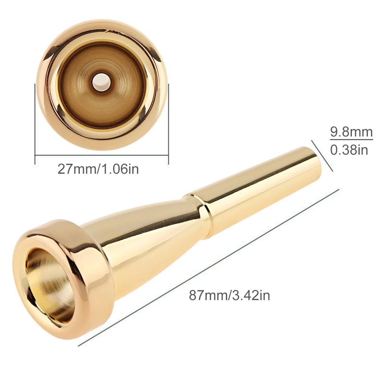 Versilbertes Messinglegierungs-Mundstück-Set 7C 5C 3C für Trompeten, passend für Yamaha / Bach / Conn / King, mit Bürste, Reinigungstuch, EVA-Etui – Detail 20