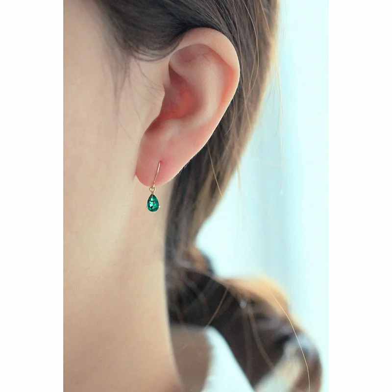 2023 NewSterling Silver Emerald Zircon Water Drop Earrings for Women Plated 14k Gold Retro Original Jewelry aretes de mujer