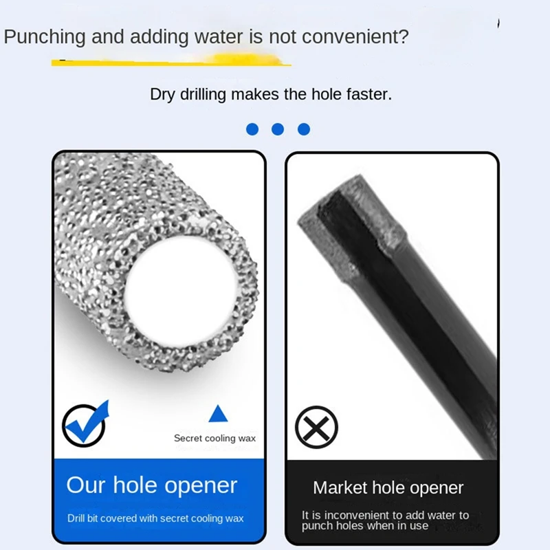 ABNO-10Pcs Hexagonal Shank Brazed Dry Ceramic Tile Diamond Drill Bit 5-16Mm Hole Saw Marble Porcelain Cup Saw Hole Opener