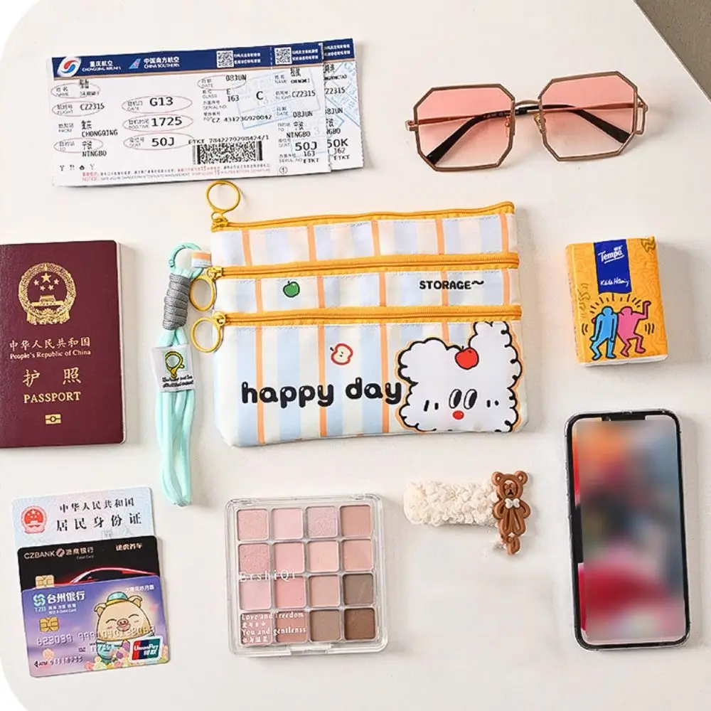 Porta passaporto con slot per schede multiple Portafoglio porta passaporto portatile a 3 strati scozzese blu Clip per passaporto da viaggio per gatti orso