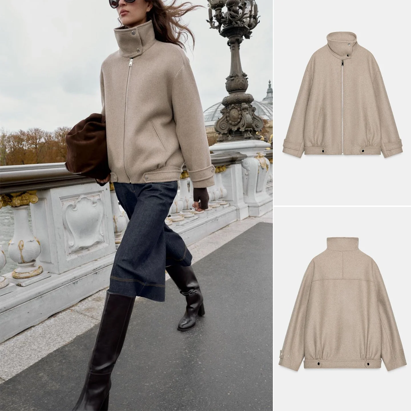 

Metallic Pilot Jaet Women's Long Sve Stand Collar Coat New Arrival Winter Outerwear Commute Sle Polyester Fiber