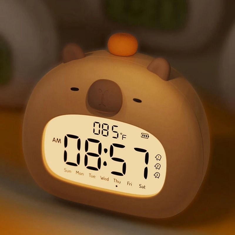 Capybara Alarm Clock For Kids, Ready To Rise Children's Sleep Trainer, Dimming Night Light 1PCS A