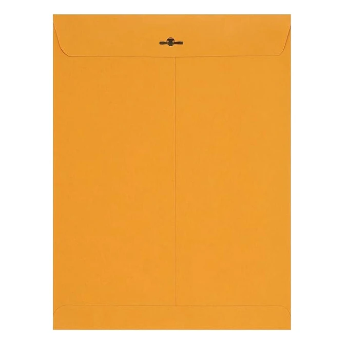 12Pcs Kraft Paper Envelopes, Double Prong Metal Clasp, Reinforced Eyelet, Gummed Seal for Document Mailing Archiving  Storage