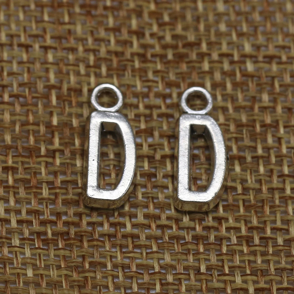 

50 Pcs Vintage Gold Plated Earrings Pendant Silver Charms Diy Alphabet Craft Making