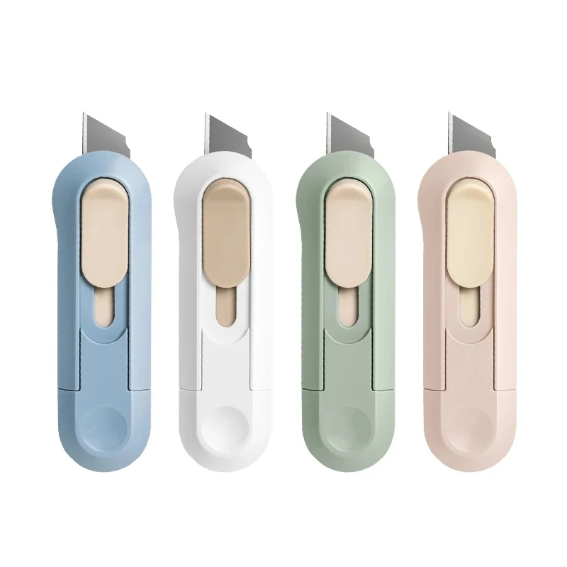 4 Colors Portable Mini Paper Cutter Quality Artwork Knife Automatic Rebound Box Opener Pocket Cutter For Office School Supplies