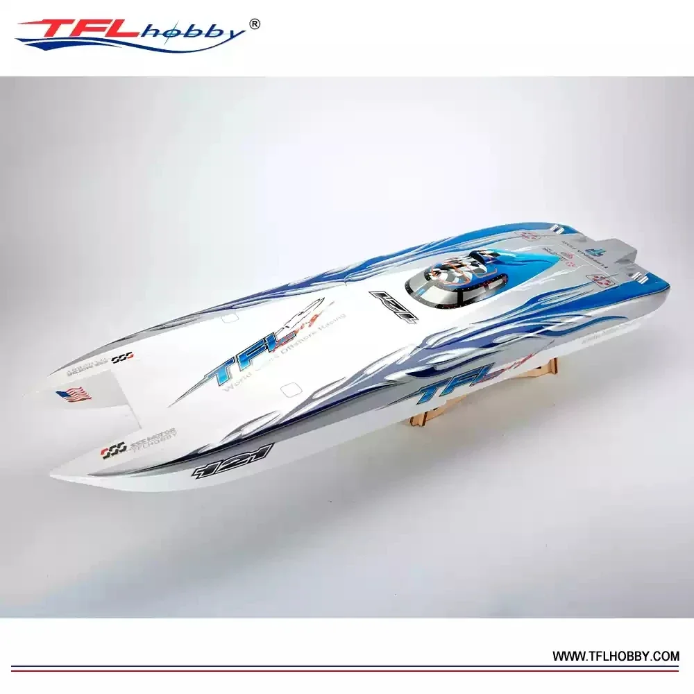 TFL أزرق-أبيض 1133 باجاني زوندا الألياف الزجاجية كاتاماران قارب سباق كهربائي RC مع محرك مزدوج 4082 / 180A ESC سرعة تصل إلى 100 كم/ساعة