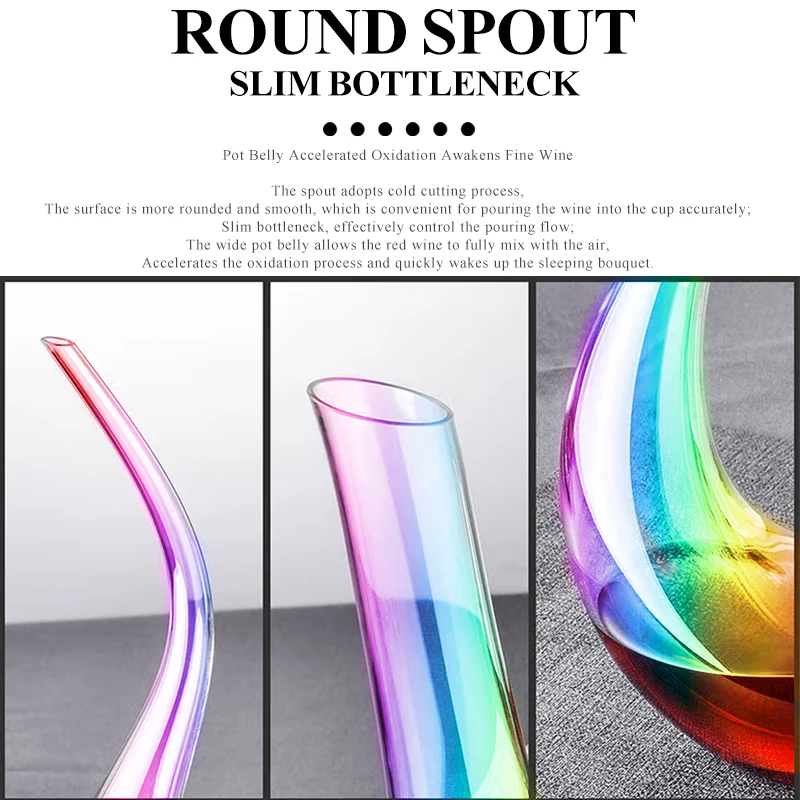 1500Ml Decanter High Grade Colorful High Capacity Red Wine Champagne Glasses Decanter Bottle Jug Pourer Aerator For Family Bar