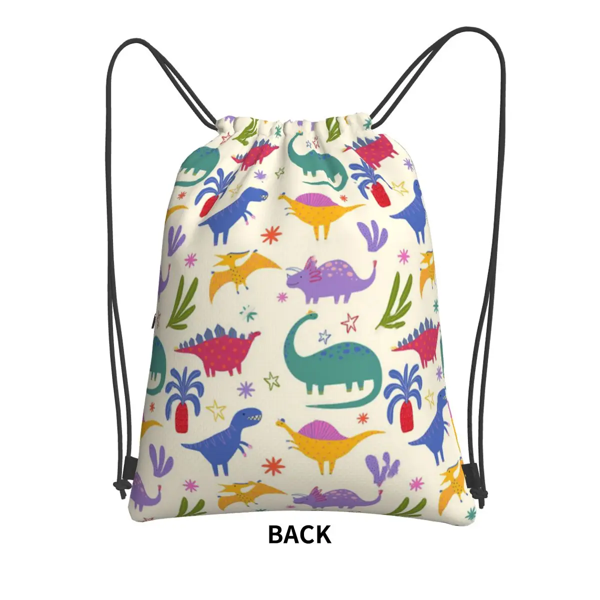 Cute And Colorful Dinosaurs Portable Backpacks Drawstring Bag Drawstring Bundle Pocket Book Bags For Travel Sport Man Woman