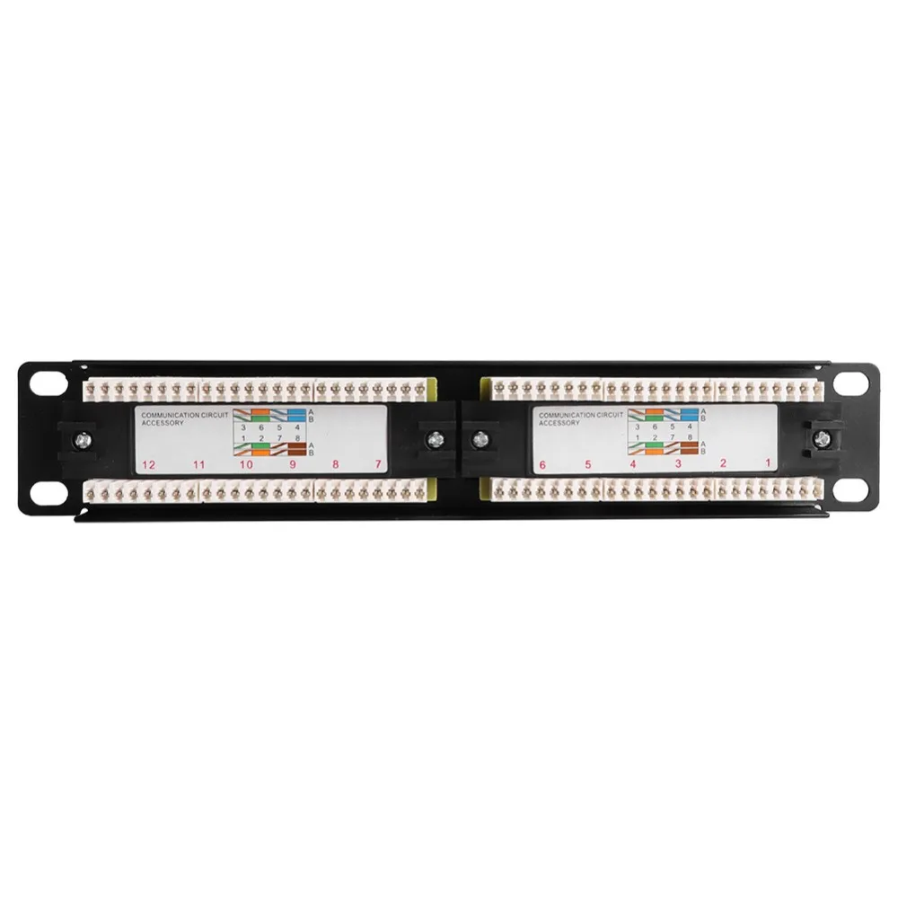 12-Port UTP Patch Panel CAT6 RJ45 10 Inch Wide Cable Rack 1U Without Bracket Ethernet Network Data Patch Panel Rack Mount