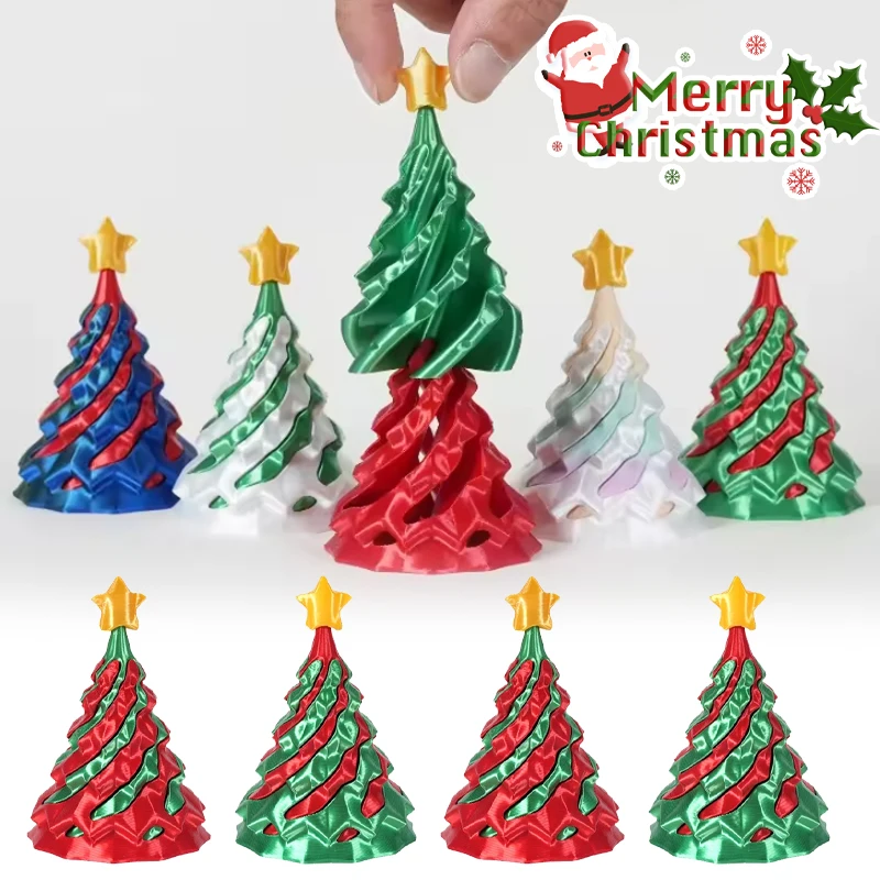 ثنائي اللون ثلاثية الأبعاد مطبوعة شجرة عيد الميلاد دوامة المخاريط الحسية ألعاب متململة الإبداعية التعليمية لغز هدية للأطفال متعة الإجهاد الإغاثة