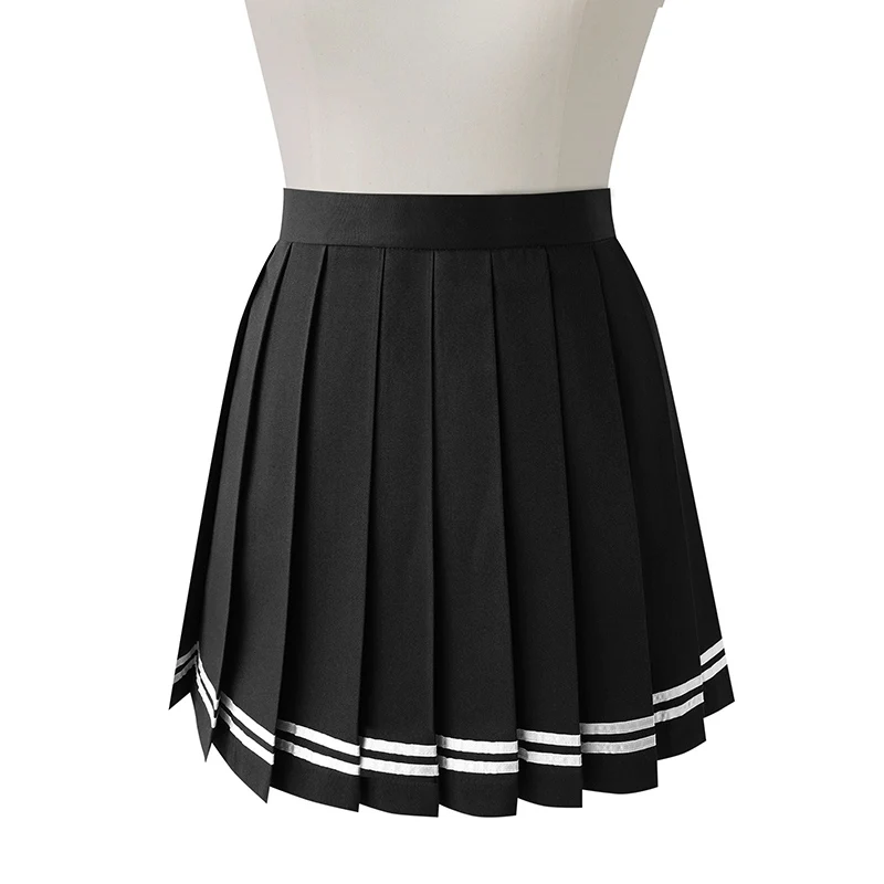 Multi color Japanese high waist pleated skirts JK student Girls solid pleated skirt  Cute Cosplay school uniform skirt DA067