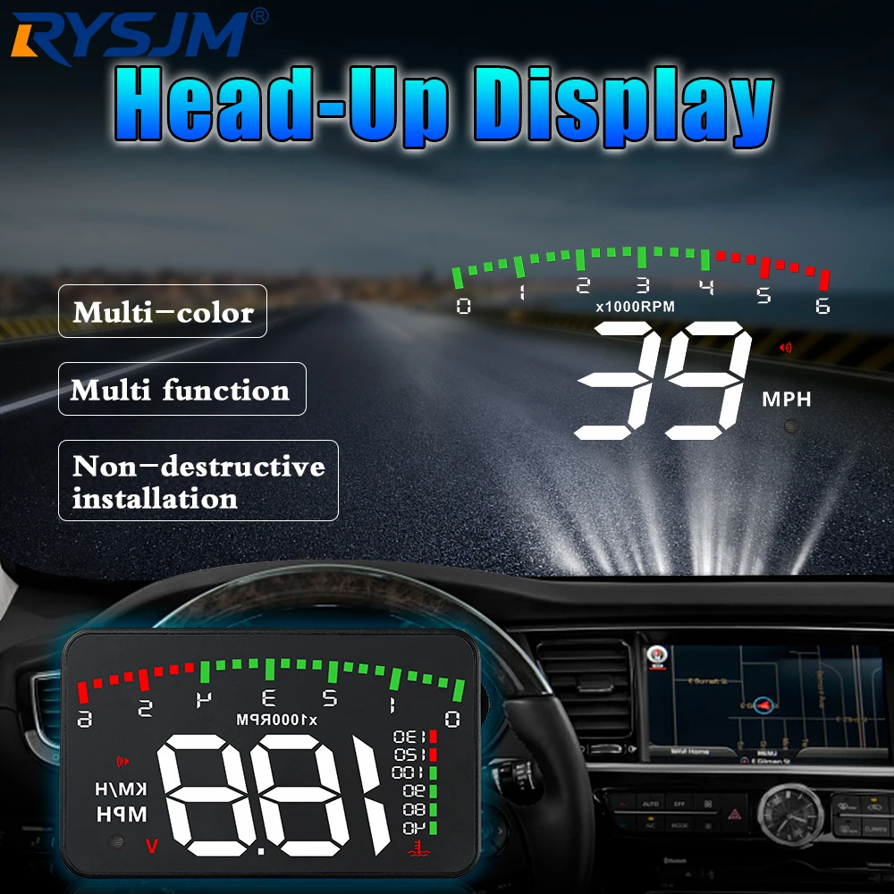 A900 OBD2 HUD Head Up Display Car Windshield Projector Speedometer Tachometer RPM MPH KMH Water Temp Voltage Overspeed Warning