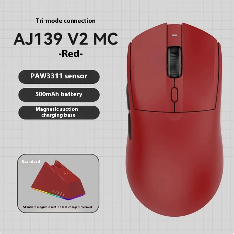 

Ajazz Aj139v2 Mc Wireless Bluetooth Mouse Lightweight Paw3395/3311 Gaming Mouse With Star Flash Third Mock Examination Gift