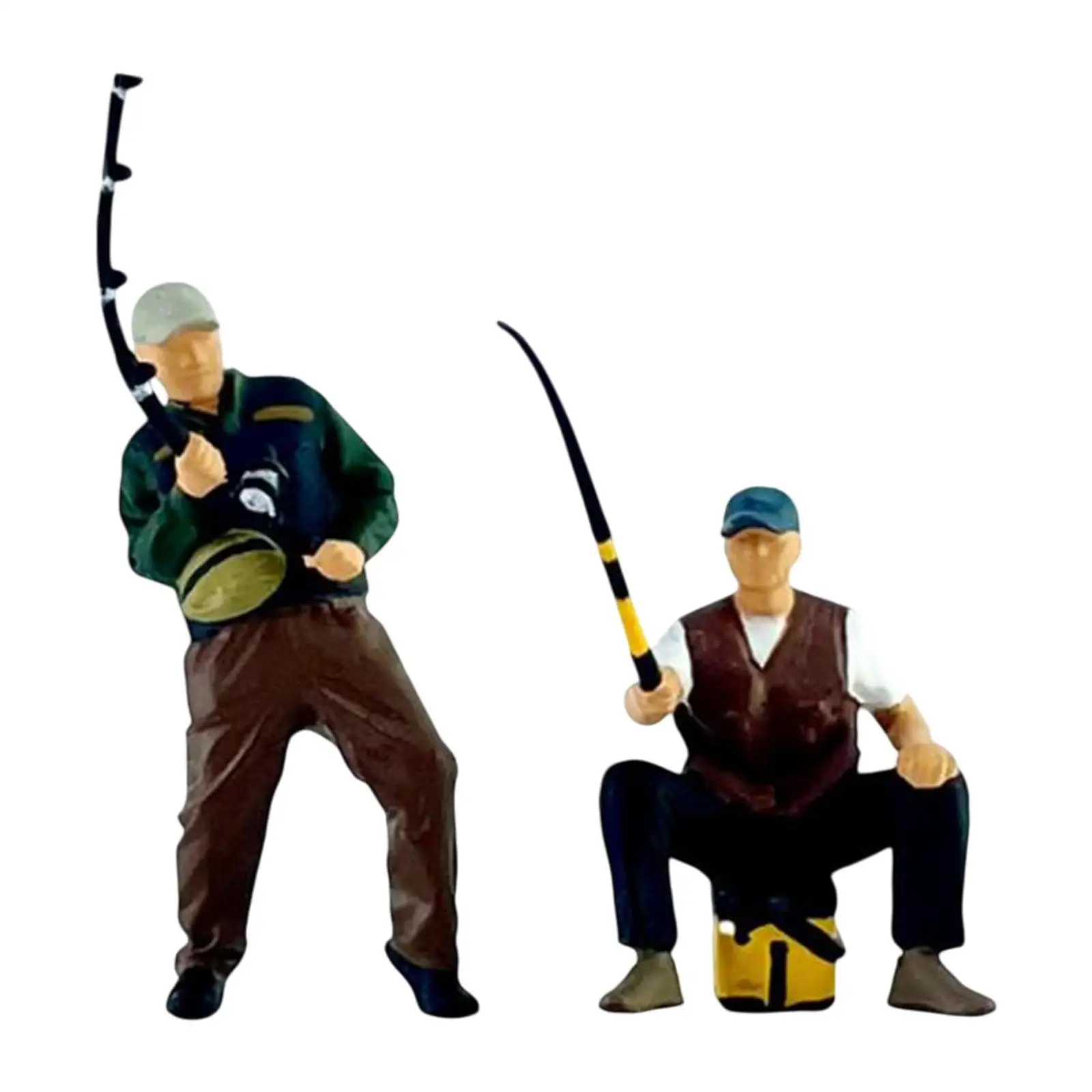 

2x 1:64 Scale Male Angler Diorama Figures Decor Collection Fisherman Figures