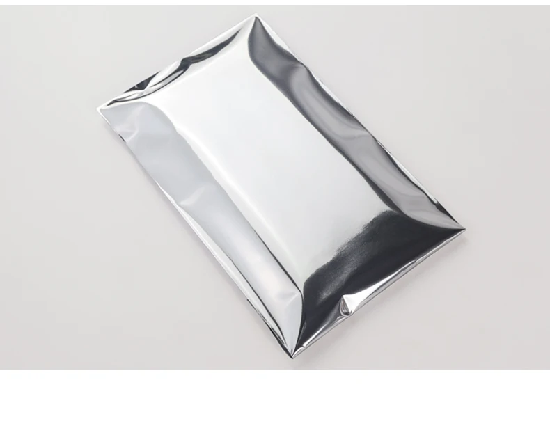 100 Stück glatte, silberne Aluminiumfolie, selbstklebende Beutel, Kunststoffverpackung, Geschenktüten, Grußkarten, Verpackung, Postkarten-Geschenktüten – Detail 12