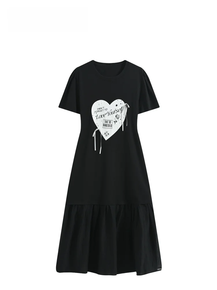 

plus Size Women's Short Sleeve Dress Summer Loose Fitting Flattering A-Line Midi Dress Polyester Fabric round Neckline