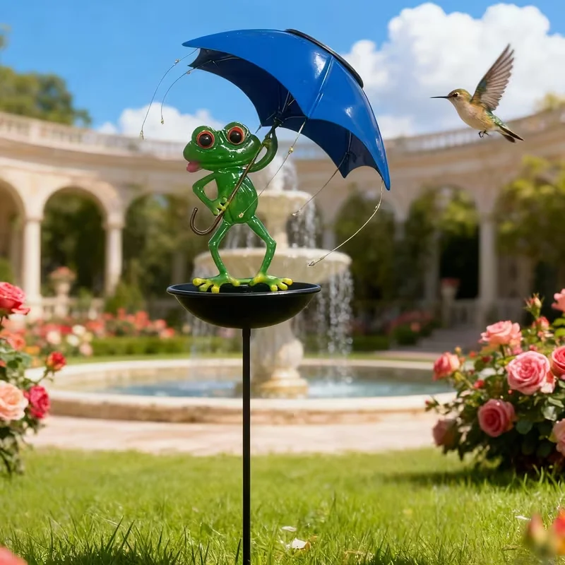 

Солнечный уличный светильник в виде статуэтки лягушки, уличная кормушка для колибри, декоративный садовый светильник для газона со светодиодной гирляндой для двора и дорожек