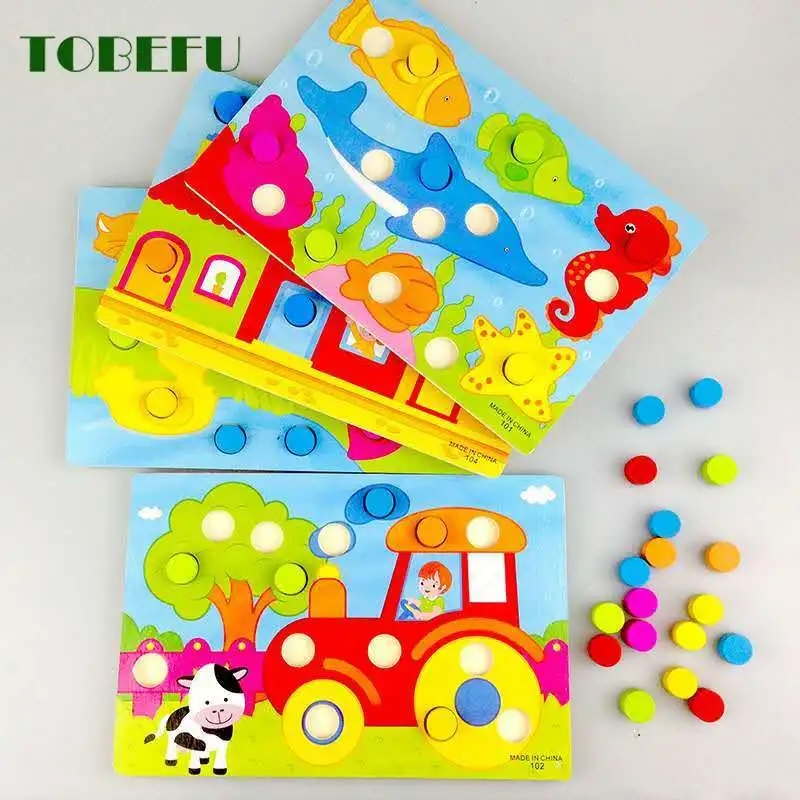 

Montessori Wooden Toys Color Match Cognition Board Game For Children Jigsaw Puzzle Early Educational Learning Christmas Gifts