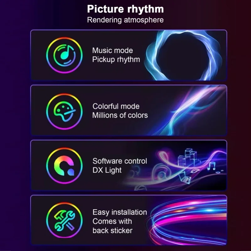 Display dell'ambiente fantasma RGB Barra luminosa a LED Ritmo musicale Software di sincronizzazione della luce dinamica Modalità dinamica a colori controllabile
