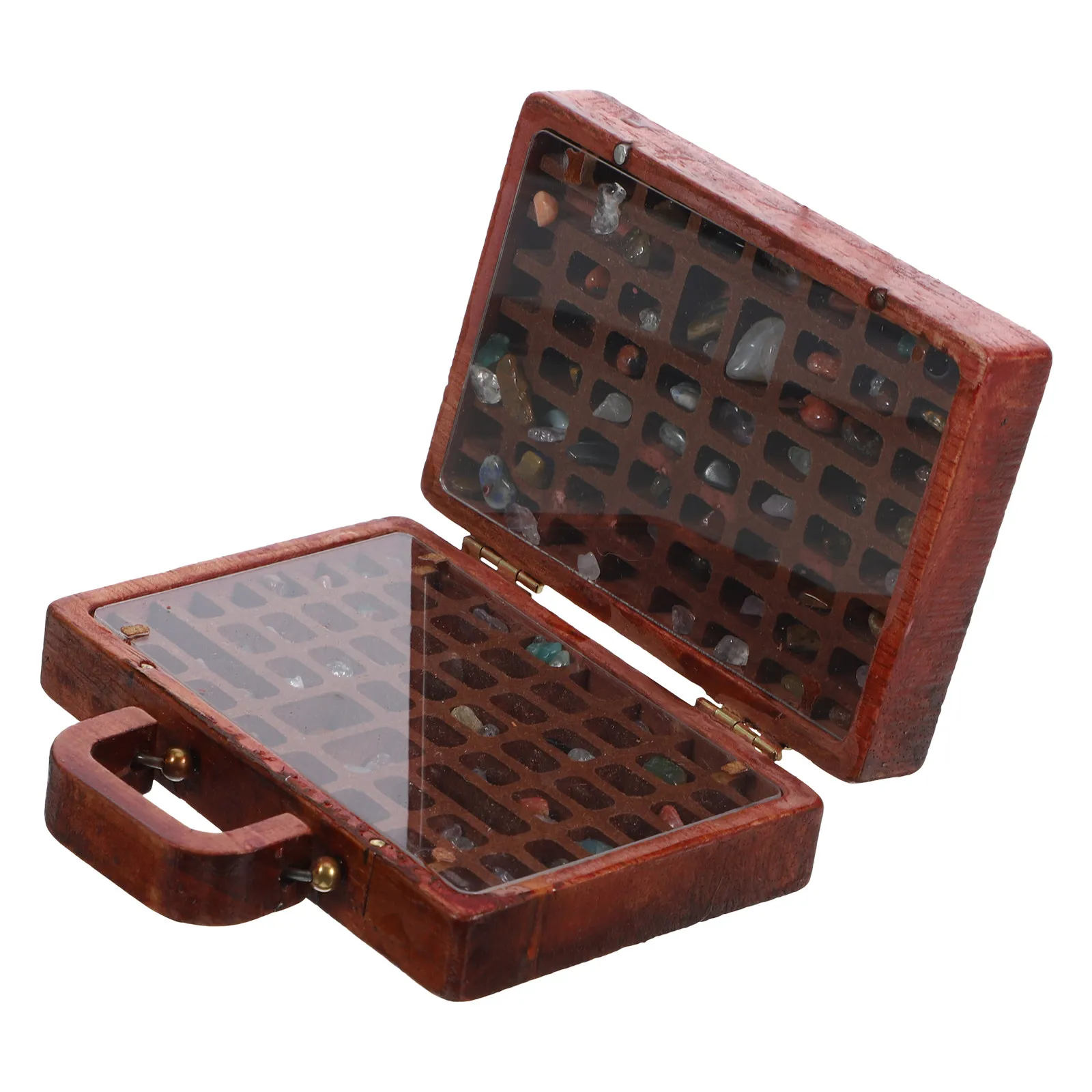 

Stone Collection Box Wooden Organizer Rock Display Case Storage Treasure Decor Rock Display Case Stone Storage Box