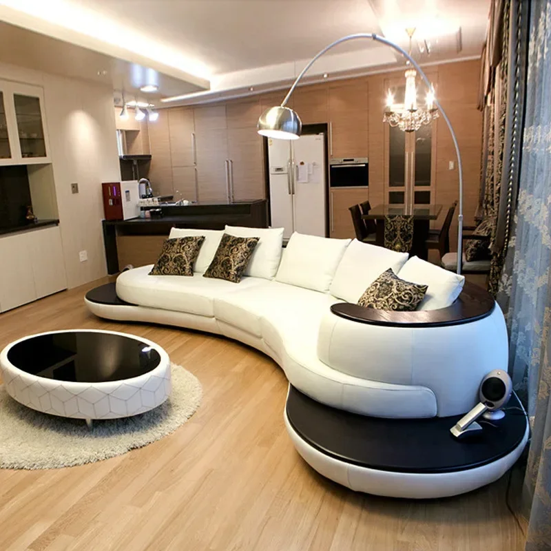 living room semi-circle combination half-moon round large curved sofa minimalist size apartment type