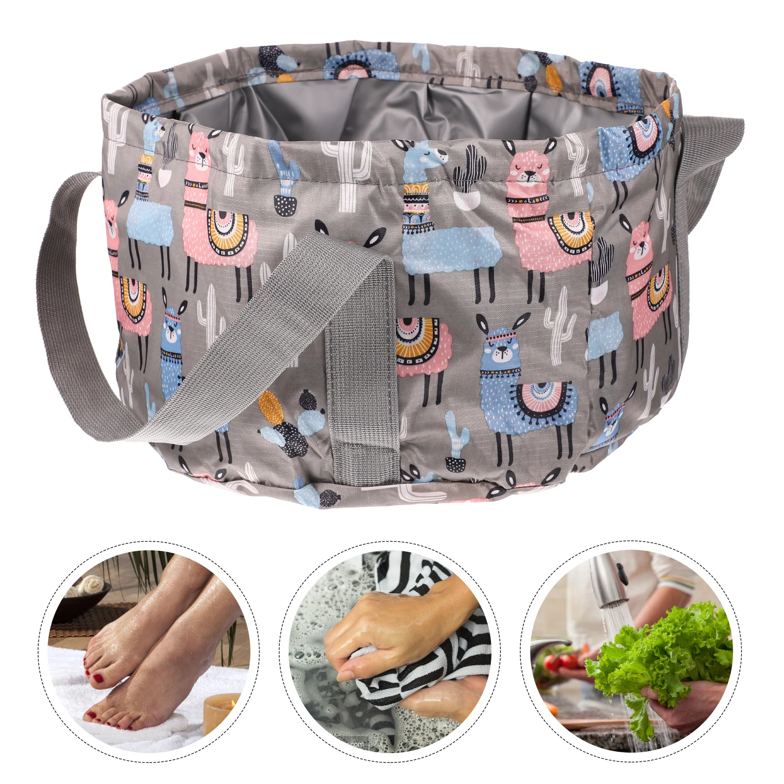 1 قطعة حوض القدم المحمولة القابلة للطي 21L مقاوم للماء النايلون في الهواء الطلق القدم تمرغ حوض السفر التخييم دلو للماء متعددة الأغراض