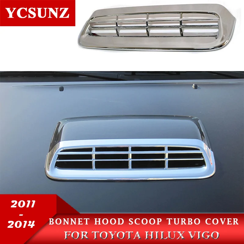 Chrome Bonnet Hood Scoop Turbo Cover For Toyota Hilux Vigo 2011 2012 2013 2014 Car Accessories Pickup Truck