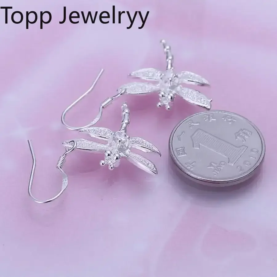 

925 Sterling Silver Earring Women Inlaid Stone Dragonfly Design Beautiful Cute Wedding Jewelry Factory Price