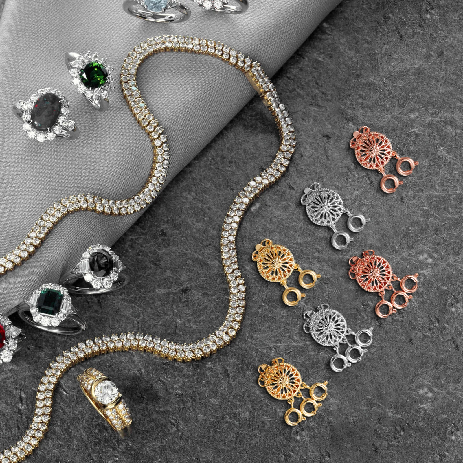 

6Pcs Metal Necklace Clasp Classic Style Multi Use Connector for 2 3 Layered Necklaces Tangle Proof Jewelry Craft