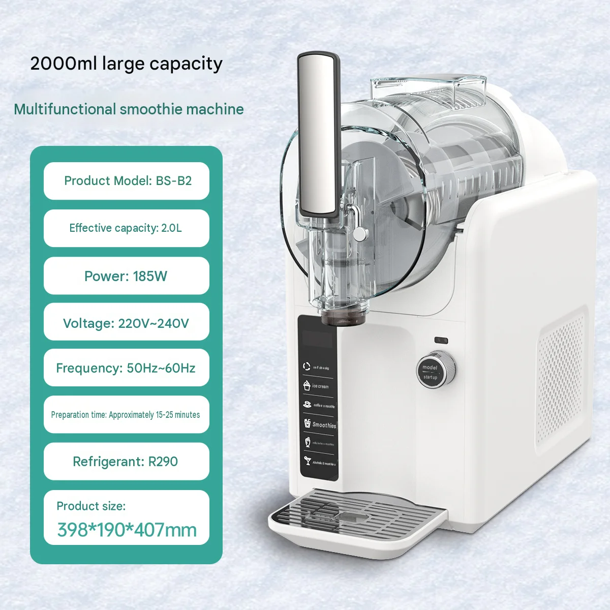 Auto-Clean LED One-Touch 12h Plastic Home Slushie Maker 6 Preset Programs Frozen Drink Slushy Machine No-Ice Needed