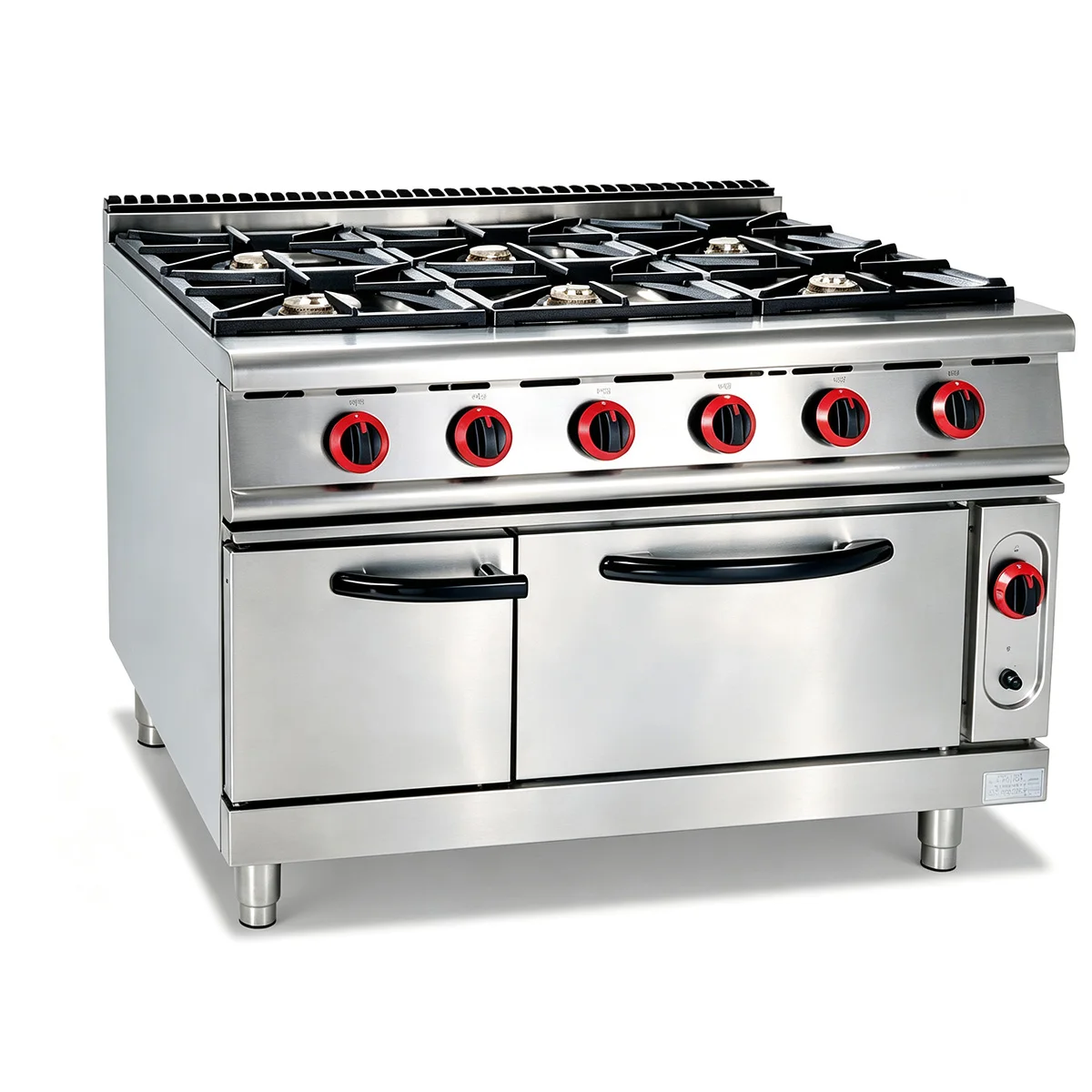 Premium Multi-functional Stainless Steel 6 Burners Gas Cooker with Gas Oven Griddle Cooking Easy Cleaning Catering Equipment