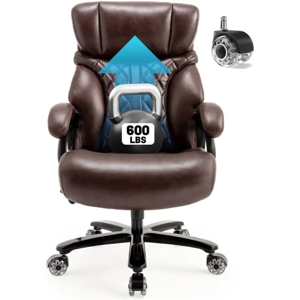 

600LBS Big and Tall Office Chair for Heavy People, Extra Wide Seat and Adjustable Lumbar, Heavy Duty Executive Chair with High B