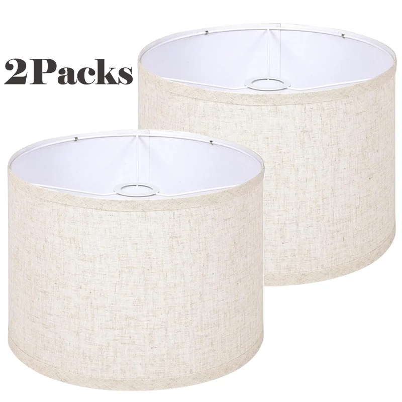 

Large Beige Drum Shaped Lampshade,Top 12.5 x Bottom 12.5 x Height 8.7 inches,Lamp Shade, Table Lamp Floor Lamp Shade Replacement
