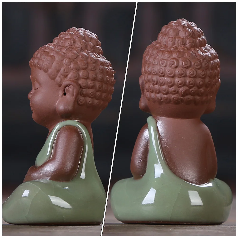 

1Pcs Kiln Ceramic Buddha Statue Tea Pet Miniature Desktop Decoration Tea Ceremony Ornament Buddha Statue Miniature