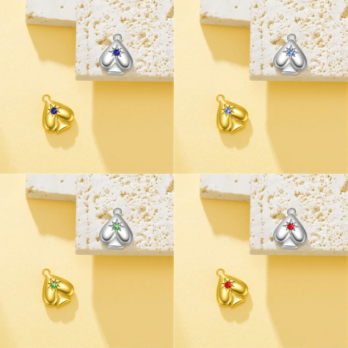 5 Pics Ace of Spades Charm Pendant Stainless Steel Playing Card Spade Charm With 12 Multi Color DIY Necklace Bracelet Jewelry