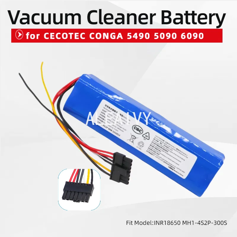 14.4V 6500mAh Rechargeable INR18650 Battery MH1-4S2P-300S Compatible For Cecotec Conga 5090 5490 6090 Robotic Vacuums