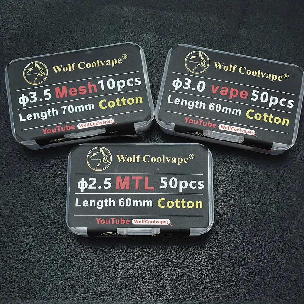 Wolf-bobina de malha para cigarro eletrônico organic, algodão orgânico, bacon, bacon, coil, para pack da, pack, pacote com 10 ou 50 peças
