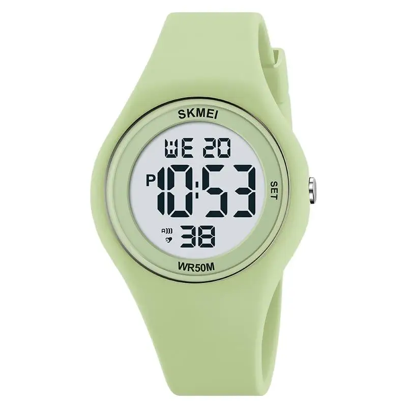 ساعة Skmei Simple Fashion Sports المقاومة للماء للطلاب، هيكل من السيليكون المتكامل، ساعة إلكترونية كاجوال متعددة الوظائف