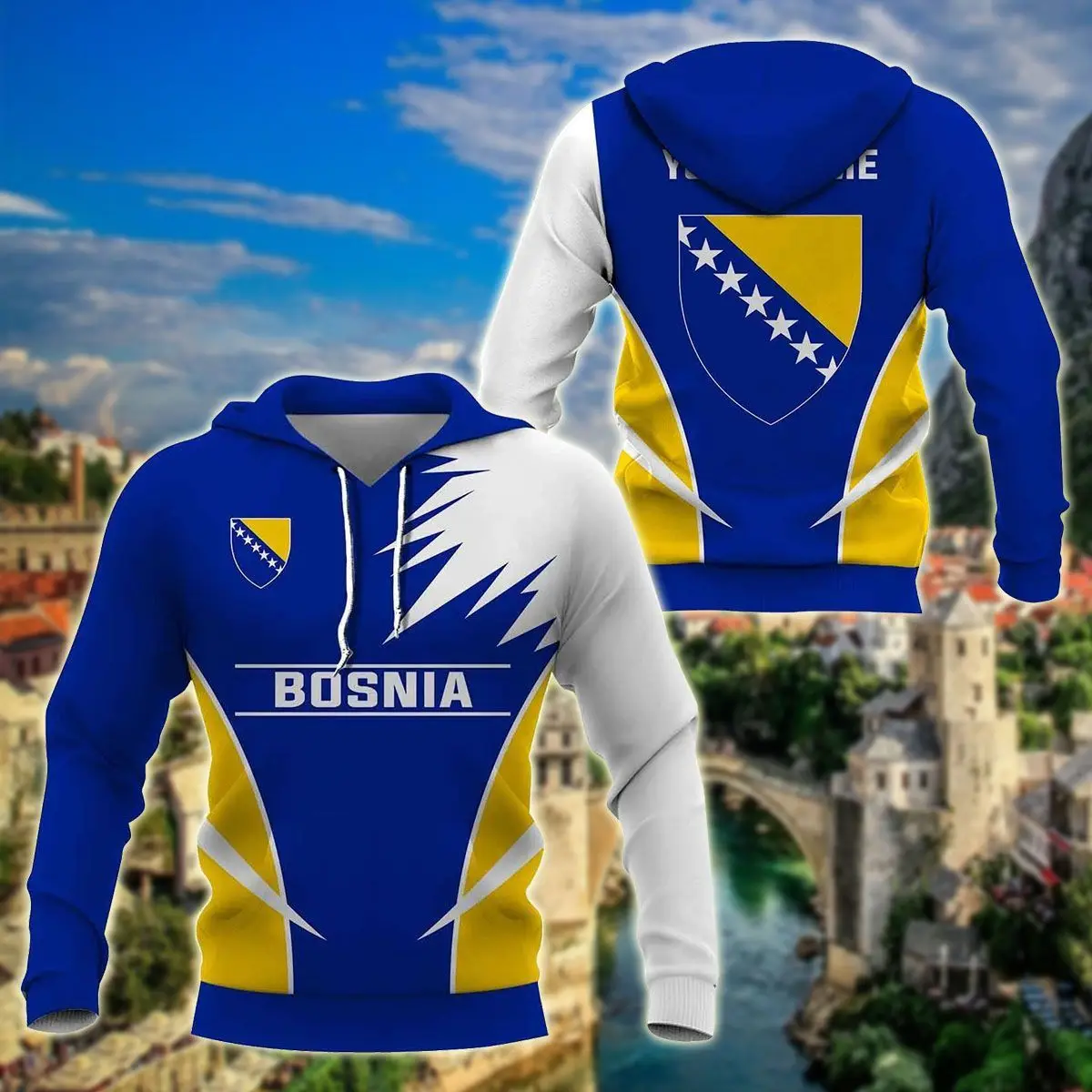 

Bosnia Flag and Emblem Pattern Hoodies For Male Loose Men's Fashion Sweatshirts Boy Casual Clothing Oversized Streetwear