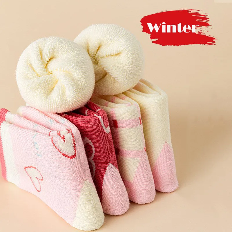 Mädchen Wintersocken 5 Paar Baby süße Farbe Prinzessin rosa dicke Baumwollsocken Kinder warme Wintersocken – Detail 5