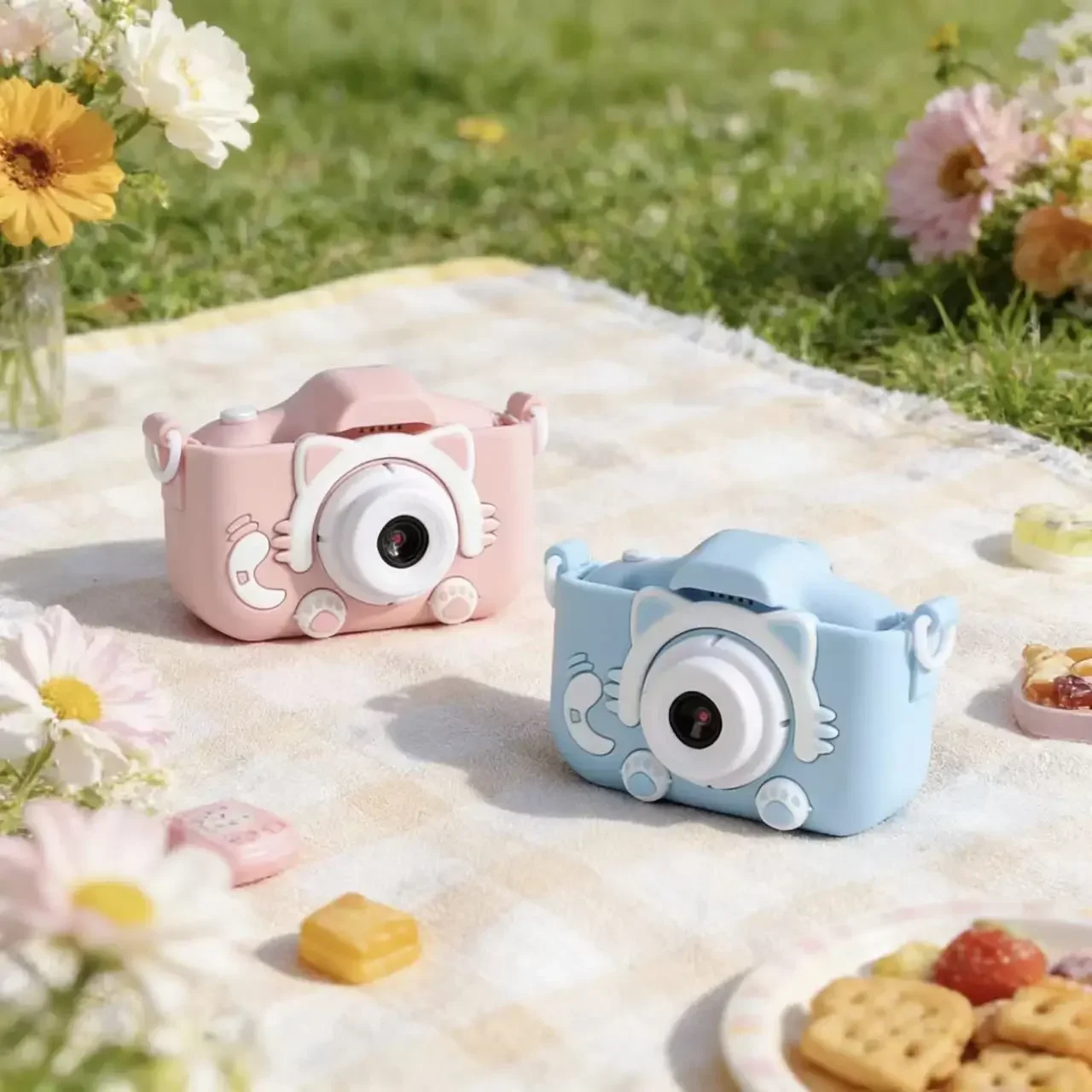 Mini Kids Digital Camera 1080P HD 2.0 Inch Screen Toddler Video Cam Shockproof Silicone Cover Toy Ideal for Birthday & Christmas