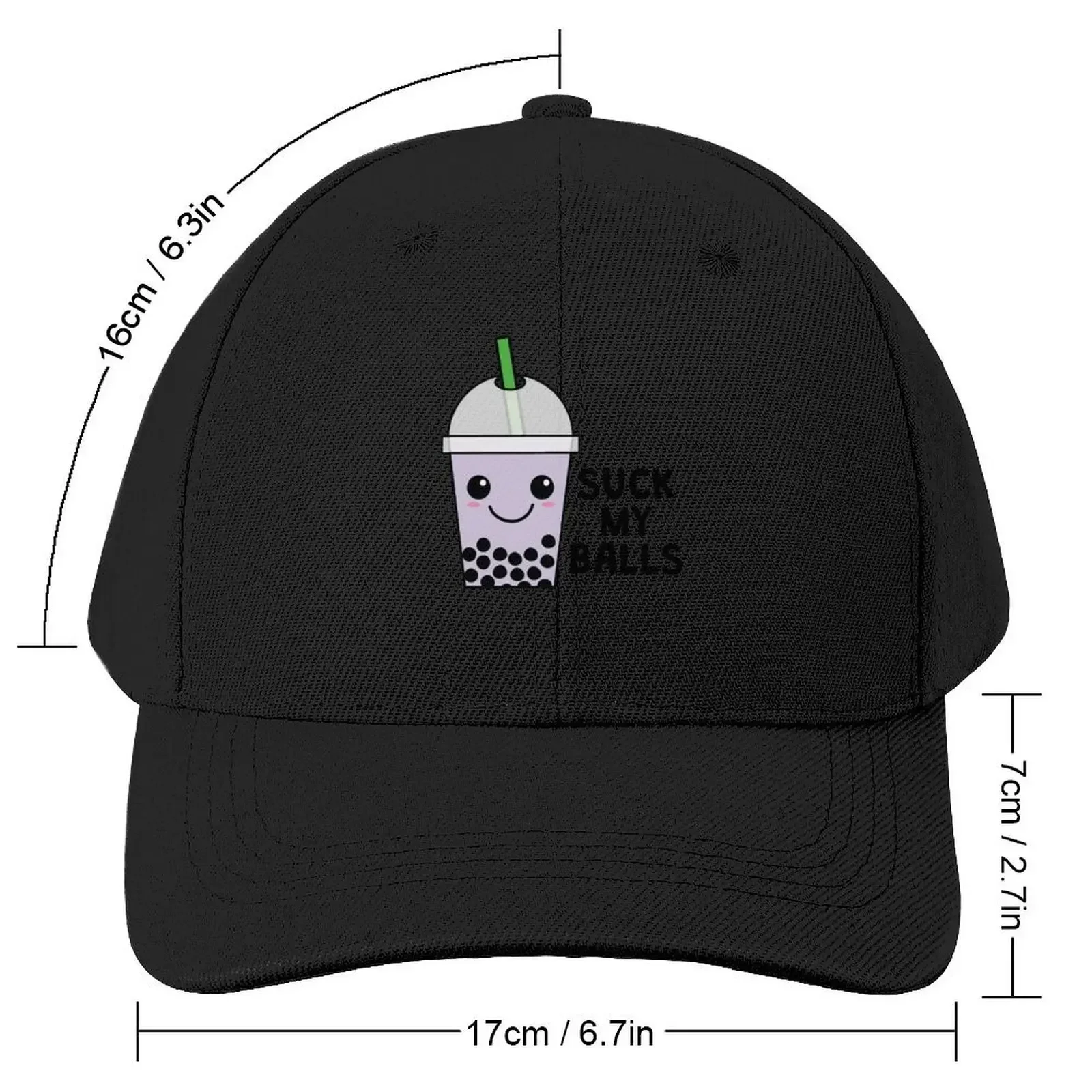 Boba and Bubble Tea; Kawaii; Suck My (Tapioca) Balls Baseball Cap cute Luxury Man Hat Snap Back Hat Rugby Men's Hats Women's